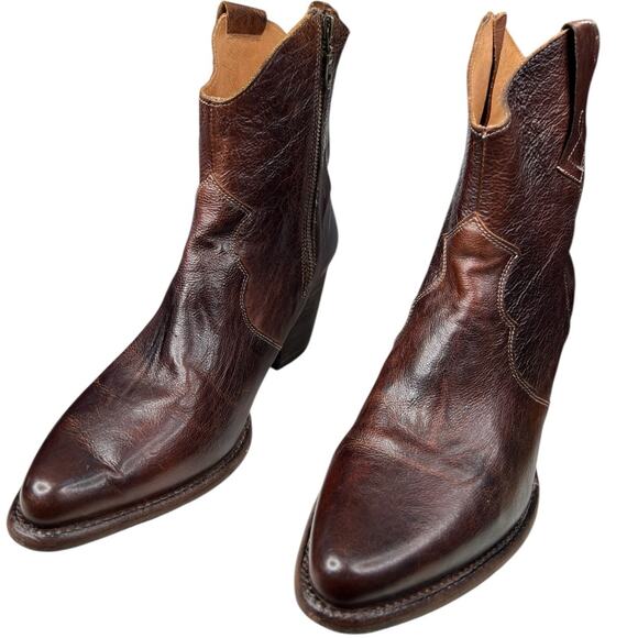 Oak Tree Farms Baila Brown Leather Victorian Western Ankle Boot Size US 11 - Picture 6 of 12